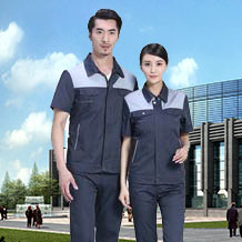 時(shí)尚桔色拼接滌棉細(xì)斜短袖工作服FY617