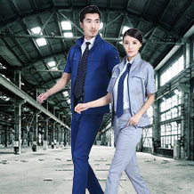 寶藍(lán)色拉鏈夏季時(shí)尚細(xì)斜短袖工作服FY638