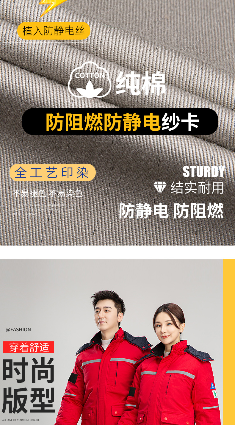8855防阻燃防靜電中長一體棉衣